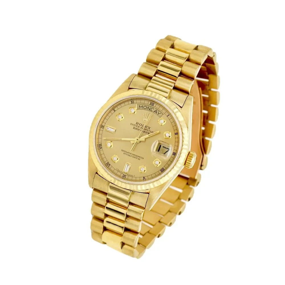 Rolex Vintage President 18K Yellow Gold Diamond Dial Day-Date 36mm Watch